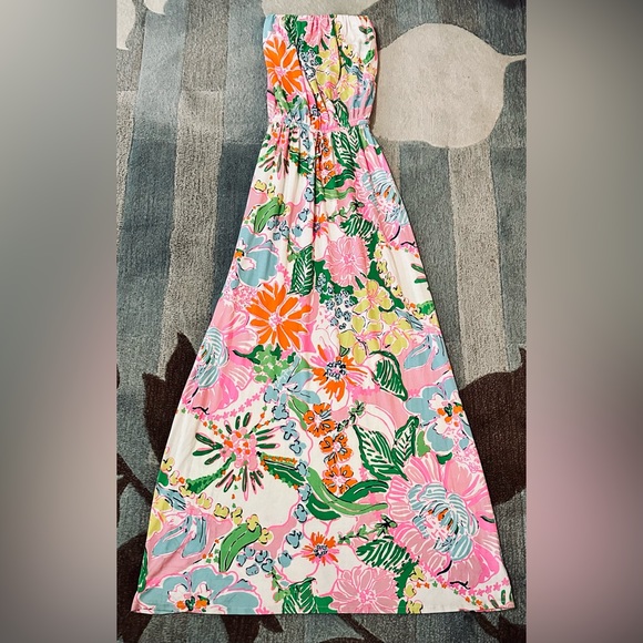 Lily Pulitzer + Target Strapless Nosey Posey Vibrant Floral Jersey Maxi Dress - Picture 4 of 7